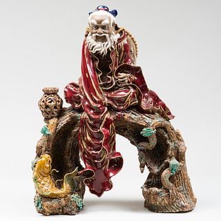 Contemporary Japanese Glazed Earthenware Figure of an Immortal