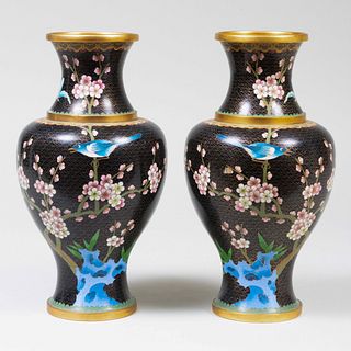 Two Modern Chinese Cloisonne Baluster Vases