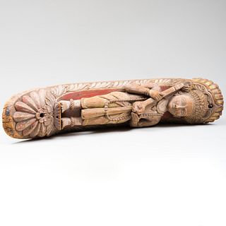 Indonesian Polychrome Wood Figural Fragment