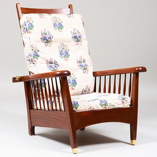 Williams Morris and Co. Brass-Mounted Mahogany Reclining Armchair
