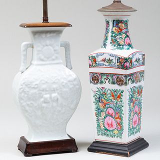 Two Chinese Porcelain Vases Mounted as Lamps