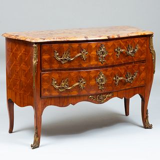 Louis XV Style Ormolu-Mounted Kingwood Parquetry Commode