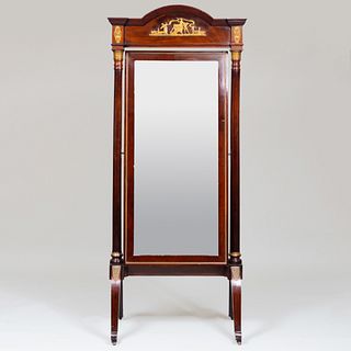 Empire Style Ormolu-Mounted Mahogany Cheval Mirror