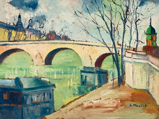 ELISÉE MACLET (Lyons-en-Santerre, 1881 - Paris 1962).
"Pont Royal on the river Seine".
Oil on cardboard.
Signed in the lower right corner.