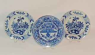 Three Delft Tin Glazed Plates