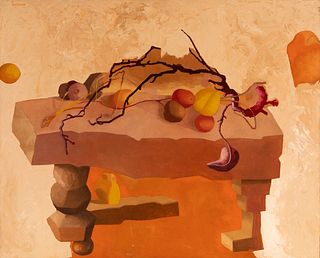 JORGE CASTILLO CASALDERREY (Pontevedra, 1933).
"Table with fruits".
Oil on canvas.
Signed in the lower right corner.