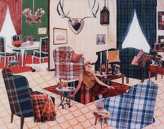 LAURIE SIMMONS (Long Island, New York, 1949). "Checkered living room." The instant decorator, 2004. Flexible printing. Edition 3/5. Presents certifica