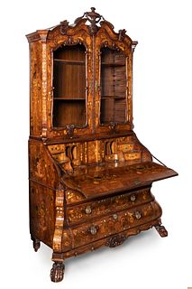 Desk with display cabinet, neoclassical-rococo transition. Holland, second half of the 18th century.
Oak interior. Walnut exterior with marquetry.