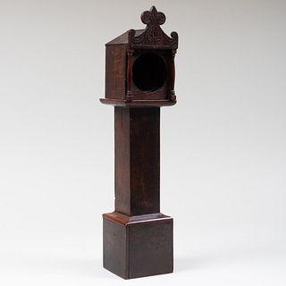 Large English Carved Wood Watch Hutch in the Form of a Long Case Clock