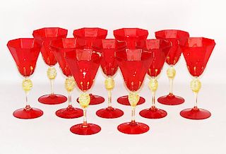 Eleven Murano Glass Goblets
