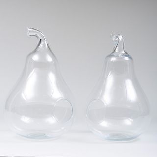 Pair of Glass Pear Form Terrariums