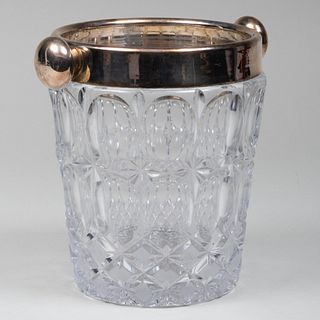 Silver Plate-Mounted Cut Glass Champagne Bucket