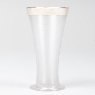 English Silver Mounted Glass Bud Vase