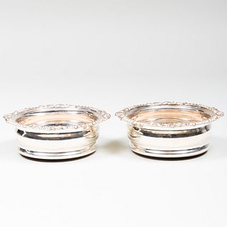 Pair of English Silver Plate Bottle Coasters