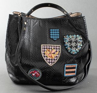 Dior Black Snake-Print 'Diorific' Patch Handbag