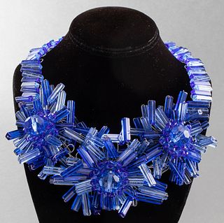 Vilaiwan Blue Floral Choker Necklace
