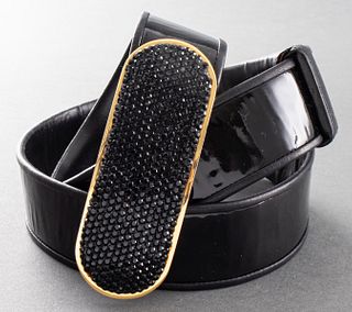 Judith Leiber Black Patent Leather Belt