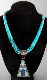 S.C. Medina Navajo Silver & Turquoise Necklace