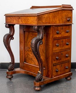 Victorian Carved Walnut Davenport Desk