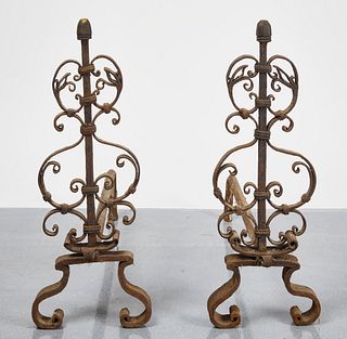 Early Scrollwork Andirons 