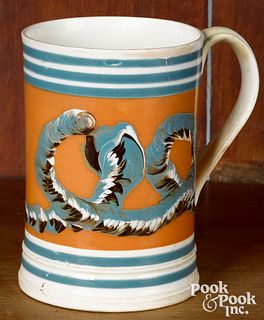 Mocha mug ,with earthworm decoration