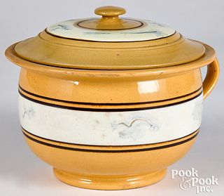 Yellowware covered bowl