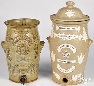 Two English stoneware water coolers, 19th c.
