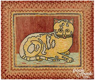 Braided and hooked rug of a cat, early/mid 20th c.