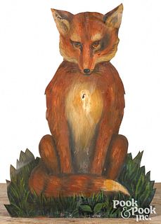 Painted sheet iron fox umbrella stand, mid 20th c.