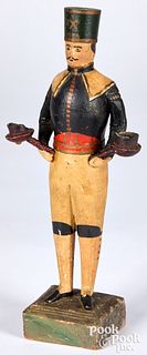 Carved and painted pine figure of a