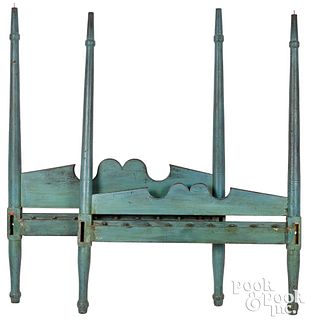 Painted rope bed, 19th c., retaining a later blue