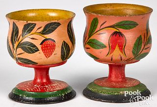 Joseph Lehn two turned and painted egg cups