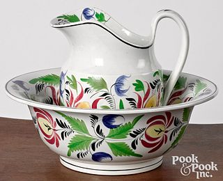 Staffordshire pitcher and basin, 19th c.