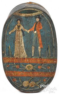 Continental painted bentwood brides box 19th c.