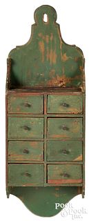 Painted pine hanging spice cabinet, 19th c.