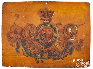 Painted armorial plaque, 19th c., for the New Roya