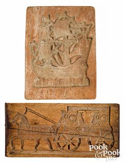 Two Dutch carved cakeboards, 19th c., decorated wi