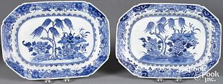 Pair of Chinese export blue and white plates