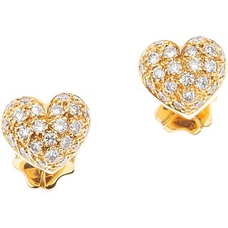PAIR OF STUDS WITH DIAMONDS IN 18K YELLOW GOLD Brilliant cut diamonds ~0.50 ct. Weight: 4.2 g