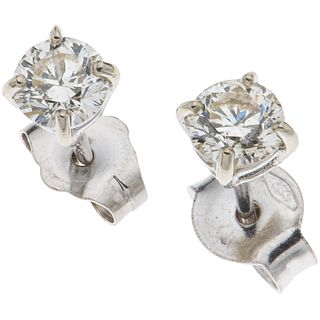 PAIR OF STUD EARRINGS WITH DIAMONDS IN 14K WHITE GOLD 2 Brilliant cut diamonds ~0.54 ct Clarity: VS2-SI1 Weight: 0.7 g