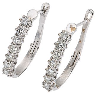 PAIR OF EARRINGS WITH DIAMONDS IN 18K WHITE GOLD Brilliant cut diamonds ~1.40 ct. Weight: 5.8 g