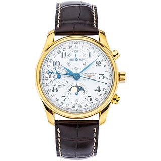 LONGINES MASTER COLLECTION MOON PHASE CHRONOGRAPH WATCH IN 18K YELLOW GOLD AND STEEL REF. L2 673 6  Movement: automatic