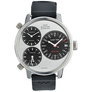 GLYCINE AIRMAN WORLD TIME WATCH IN STEEL REF. 3829 Movement: automatic
