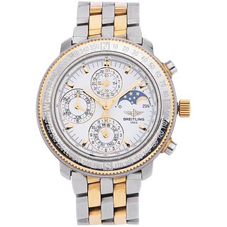 BREITLING ASTROMAT MOON PHASE CHRONOGRAPH WATCH IN STEEL AND PLATE  REF. D19405  Movement: automatic
