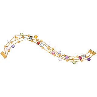 BRACELET WITH SEMI-PRECIOUS GEMS IN 18K YELLOW GOLD, MARCO BICEGO, PARADAISE COLLECTION Weight: 14.8 g