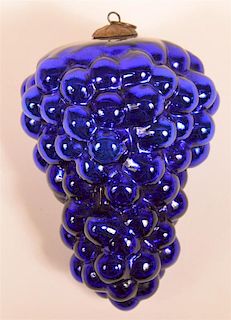 Blue Blown Glass Cluster of Grapes Kugel.