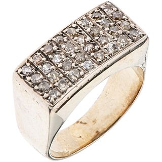 RING WITH DIAMONDS IN 12K YELLOW GOLD Brilliant cut diamonds ~0.64 ct. Weight: 8.0 g. Size: 7 ½