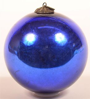 Blue Blown Glass Ball Form German Kugel.