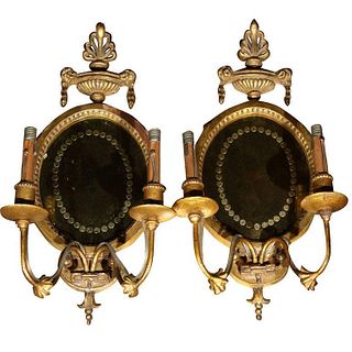 Pair of French Gilded and Mirrored Wall Sconces