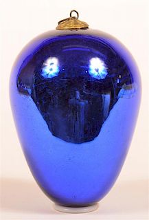 Blue Blown Glass Egg Form German Kugel.